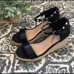 Black Studded Wedges